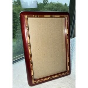 VTG Fetco Handcrafted Wood Picture Frame Multicolored Inlay Freestanding/Hanging